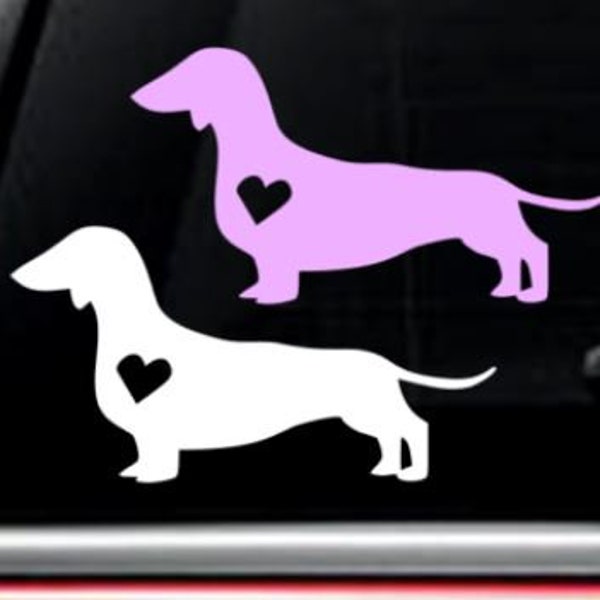 Dachshund Dog with heart car decal FREE SHIPPING