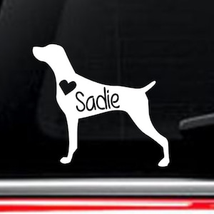 Weimaraner Dog with name car decal FREE SHIPPING