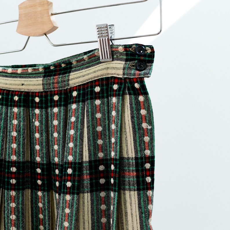 Plaid Pleated Midi Skirt