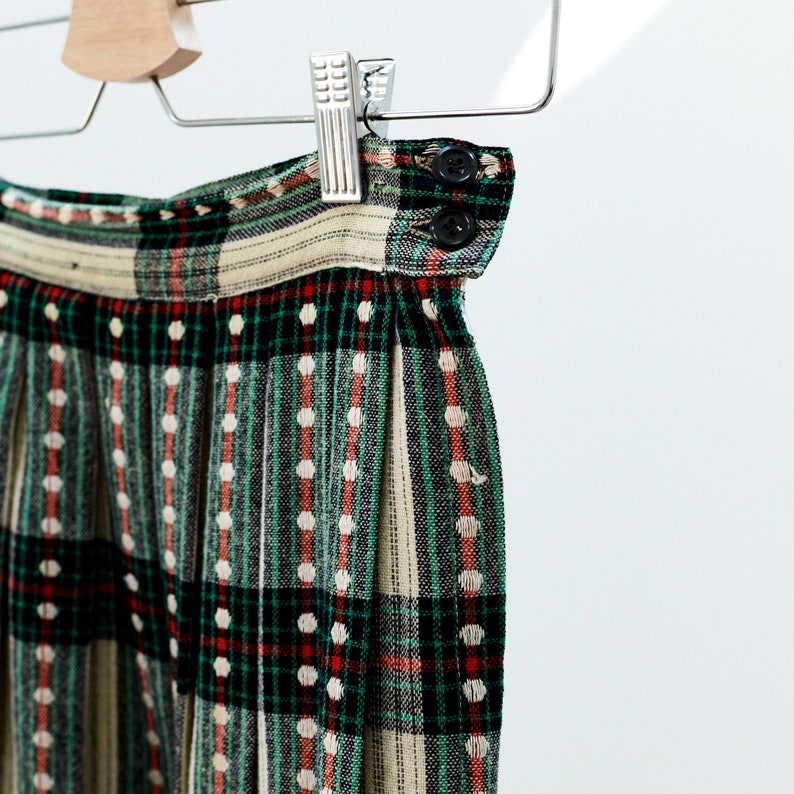 Plaid Pleated Midi Skirt