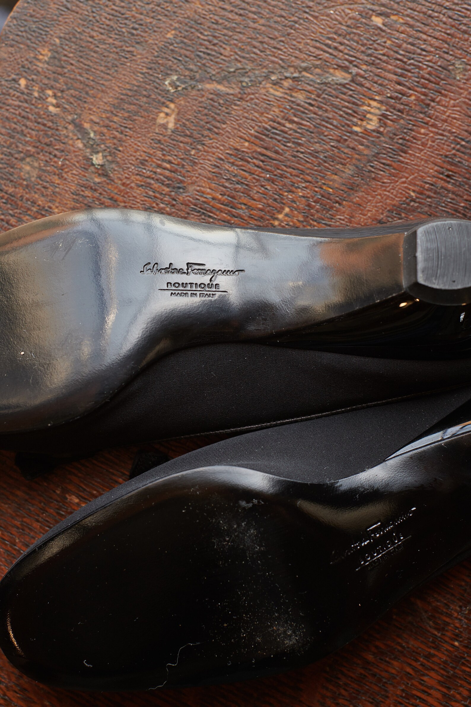 black ferragamo slides