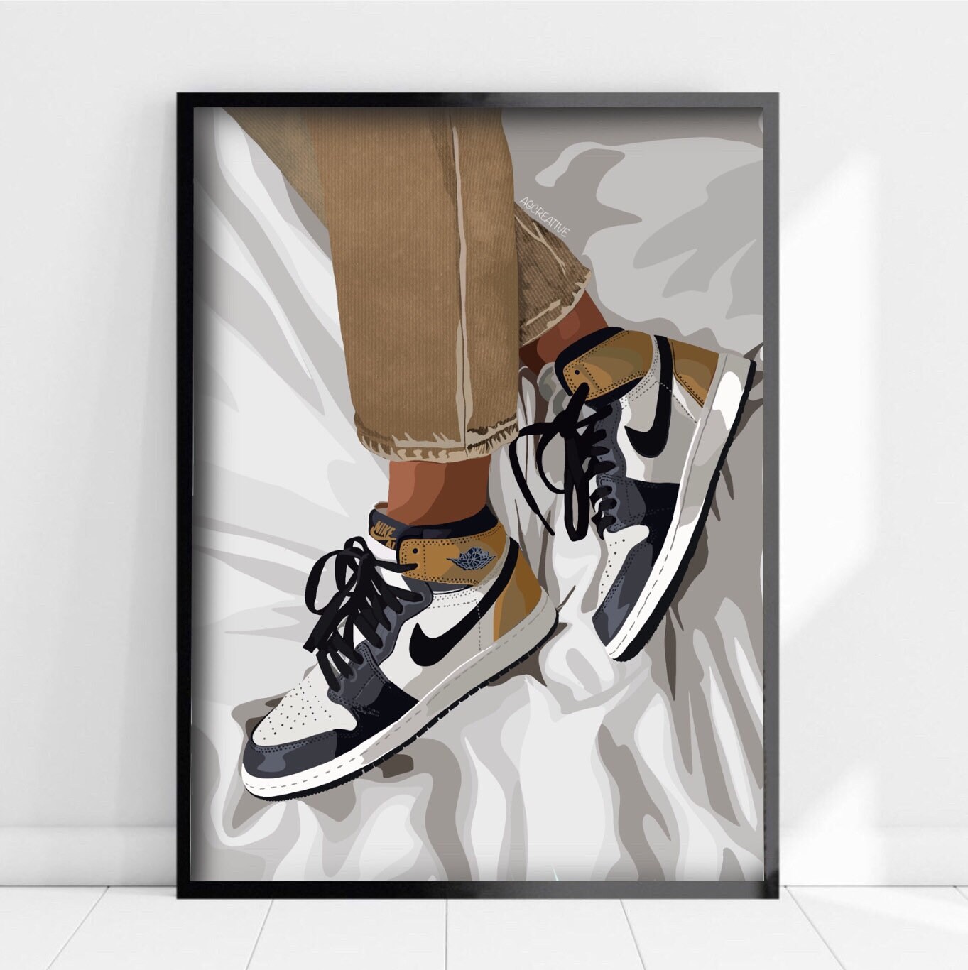 Air Jordan 1 Nude Colour Trainers Print Sneakers Birthday Gift