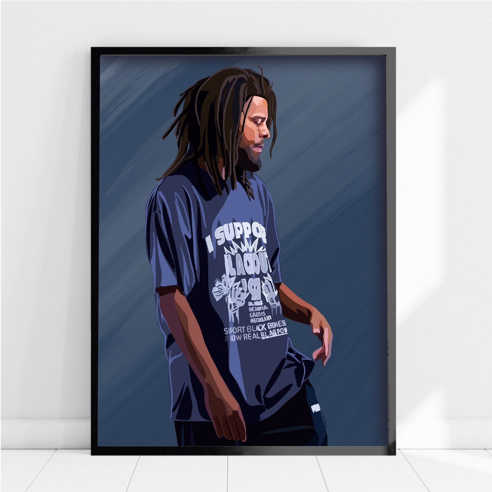 J Cole Wall Art Print Hip Hop Artist Gift Birthday Etsy