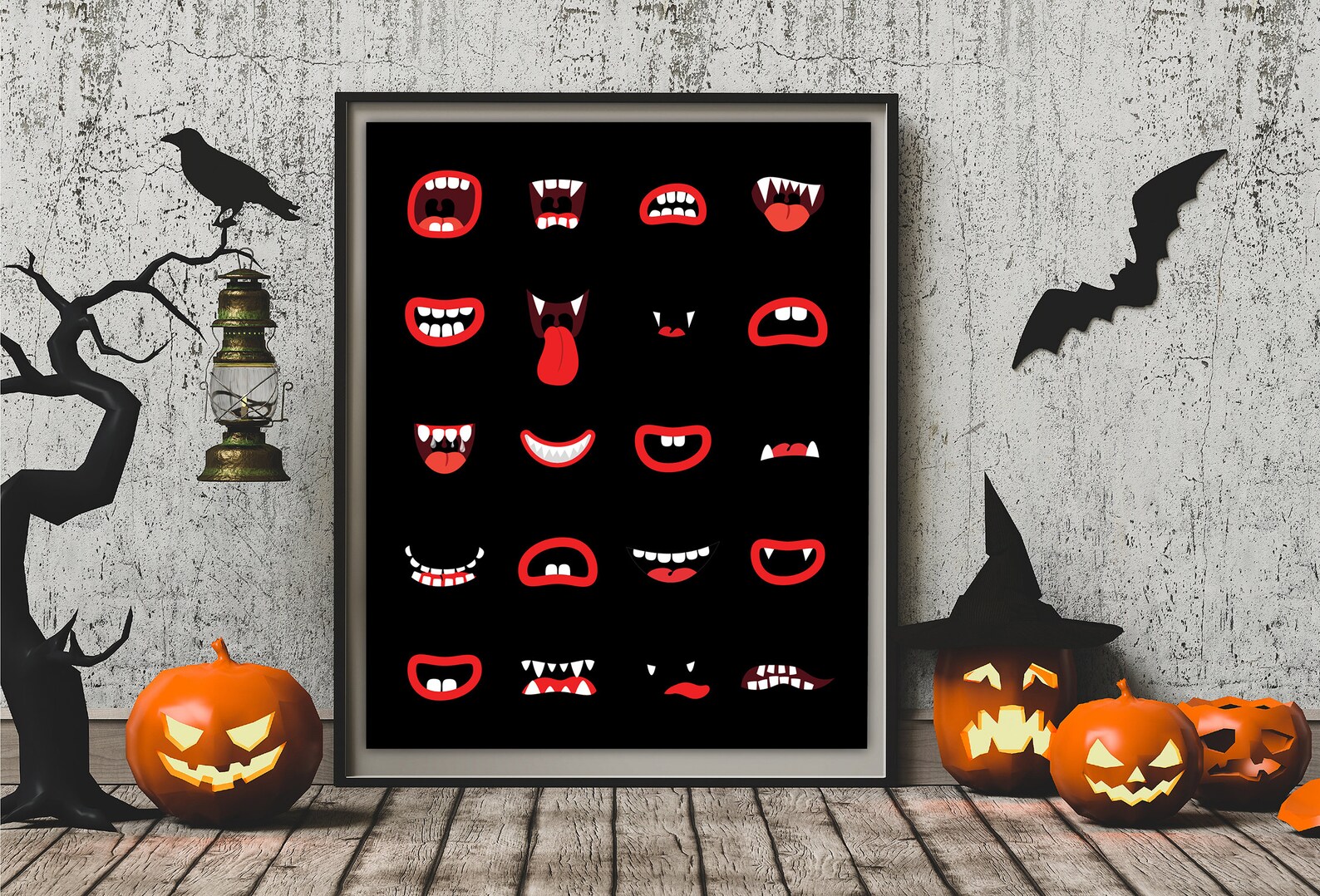 Halloween Poster Set of 2 Halloween Printable Monster Faces | Etsy