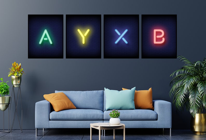 Gaming Posters set of 4, Xbox, Gaming Print, Video Game Decor, Video Game Poster, Teen boy bedroom, Gaming Decor, Home Decor 