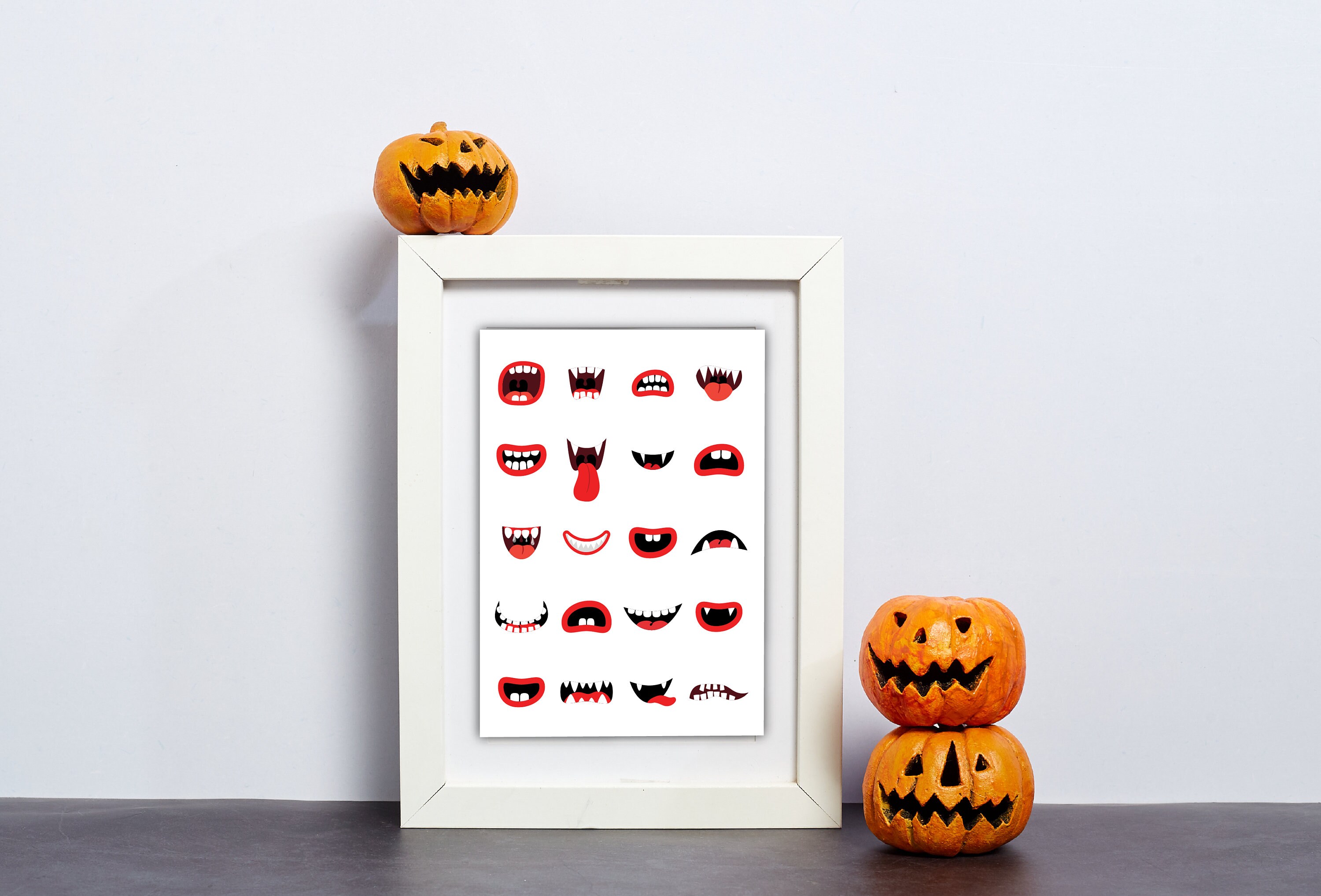 Halloween Poster Set of 2 Halloween Printable Monster Faces - Etsy
