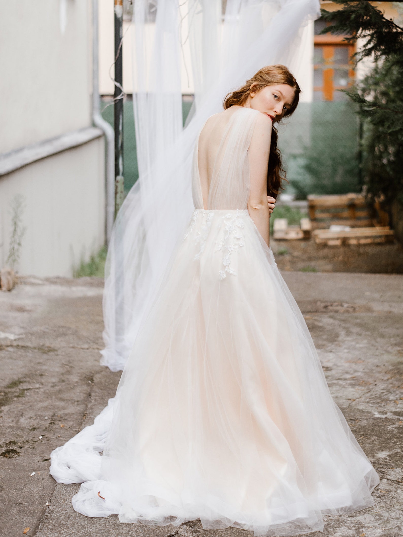 SAMPLE SALE!!! Deep V Illusion Wedding Dress - Etsy