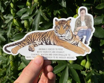 Adesivo vegano recortado de ativismo pelos direitos dos animais do tigre