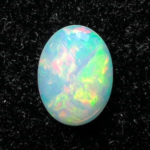 Natural Ethiopian Welo Opal Loose Gemstone, 6.08 Carat AAA Big Blue Fire Oval Cabochon for Pendant & Jewelry Making