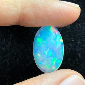Natural Ethiopian Opal Oval Cabochon, 5.45 Carat AAA Blue Fire Gemstone for Jewelry Making and October Birthstone Gift