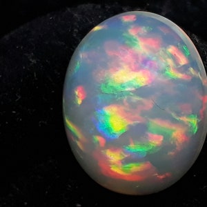 Natural 6.98 Carat Large Ethiopian Welo Opal, AAA Oval Cabochon with Bright Fire, Loose Gemstone for Custom Jewelry & October Birthstone
