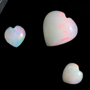 Natural Ethiopian Opal Heart Lot 3 Pcs 8.36 Cts | 14mm and 8 mm Loose Fire Opals | October Birthstone Stones for Jewelry & Gift