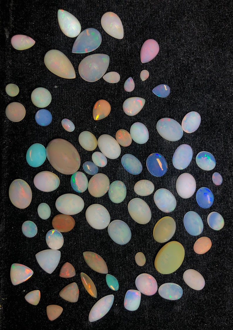 Opal Stones For Making DIY Wire Wrapping Jewelry Natural 150 Carats Cabochon Opal stones Ethiopian  good quality Opal 70 Pieces Opal Lot