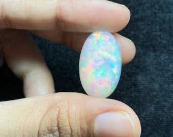 Natural White Big 14.26 Carats Ethiopian Opal, Cabochon Oval White Opal Stone for big ring, White Big AAA Grade Fire Loose Opal For pendant