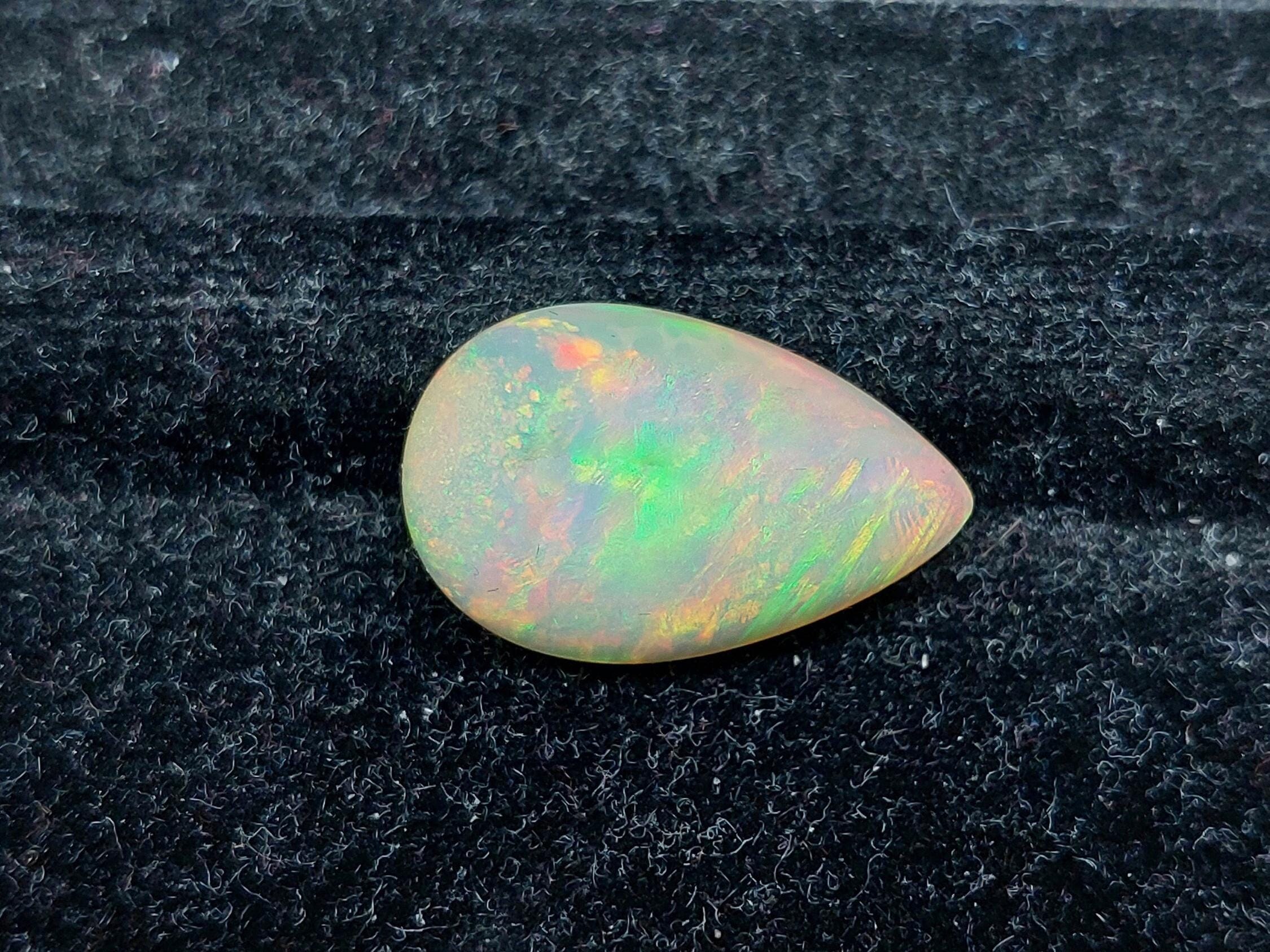 7.93 Carats Large Unique Loose Blue Fire Ethiopian Opal , High Quality Pear Cabochon Gemstone  for Jewelry Making & October Birthstone Gift