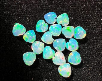 Natural Ethiopian Heart Opal Gemstones Lot, 10 Pcs AAA Calibrated Loose Cabochon, High-Quality Opal for Jewelry Making, Birthstone Gift