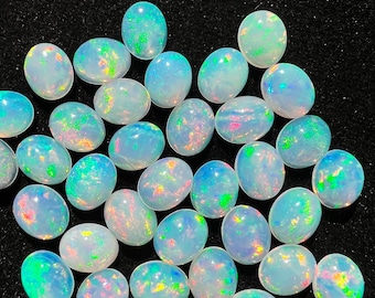 AAA Calibrated Oval Shape Ethiopian Opal Cabochon Gemstone 10 Pieces lot , Machine-Cut Gemstones with Beautiful Finish