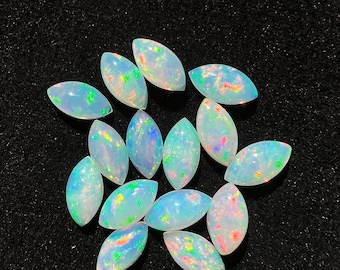 AAA Calibrated Ethiopian Opal Marquise Cabochon Gemstones, 10 Piece Opal Stone Marquise Shape Lot,  High-Quality Loose Opal Wholesale Lot