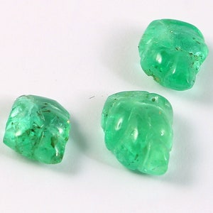 Natural Ethiopian Emerald Leaf Carved Loose Green Gemstones - 3.83 Carats, Untreated for Jewelry Making, Perfect Gift for pendant & Bracelet