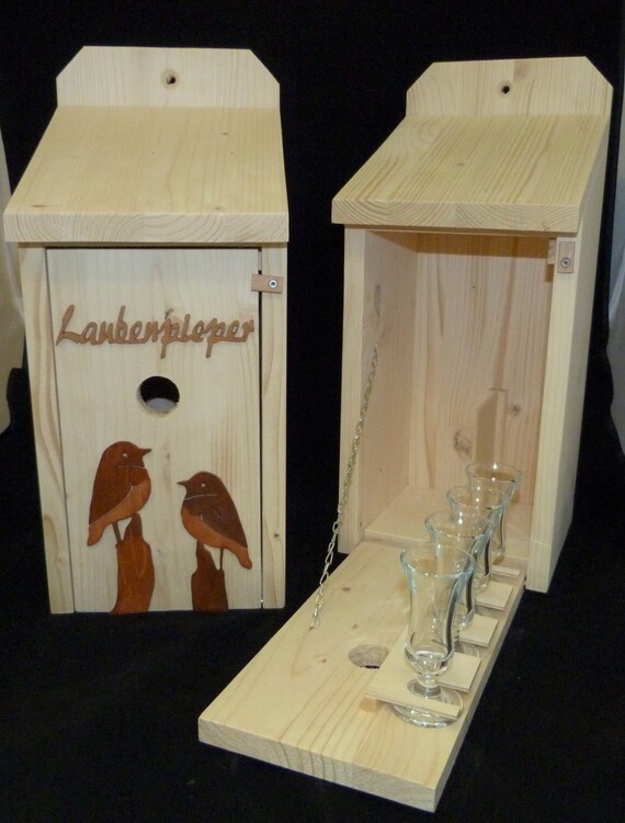 Vogelhaus Schnapsbar Laubenpieper 2 Vogel Aus Holz Garten Etsy