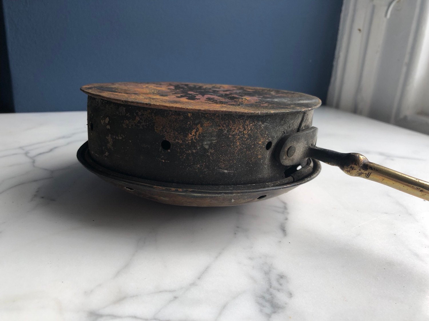 Antique Victorian bed warming pan copper Etsy