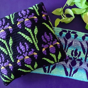 Irises Mosaic Crochet Pattern Flower Chart by Sixel Design