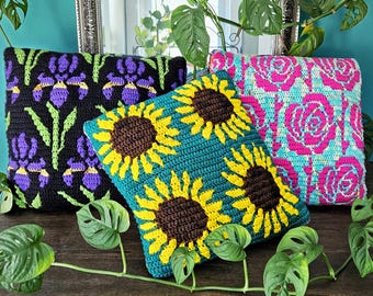 Pacote de buquê de flores Padrões de crochê em mosaico por Sixel Design
