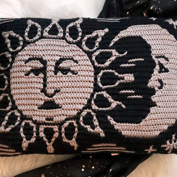 Motif mosaïque soleil et lune au crochet par Sixel Design