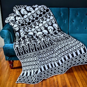 All Skulls Mosaic Crochet Blanket Pattern by Sixel Design image 1