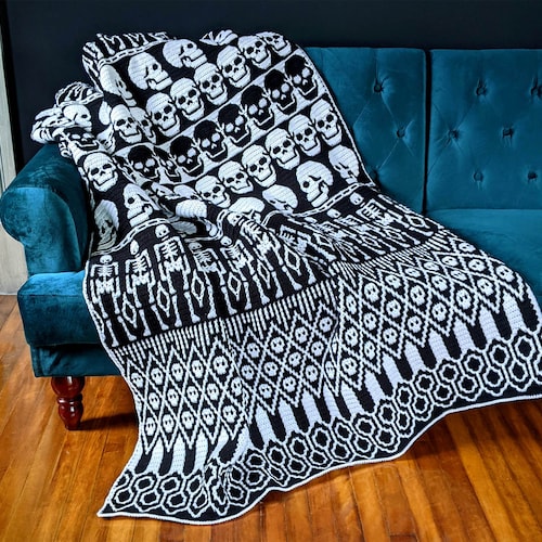 All Skulls Mosaic Crochet Blanket Pattern by Sixel Design - Etsy