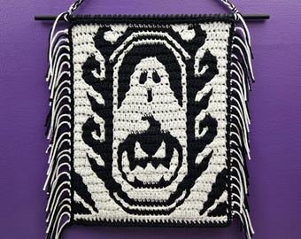 Mini Gothica Mosaic Crochet Ghost Pumpkin Padrão por Sixel Design