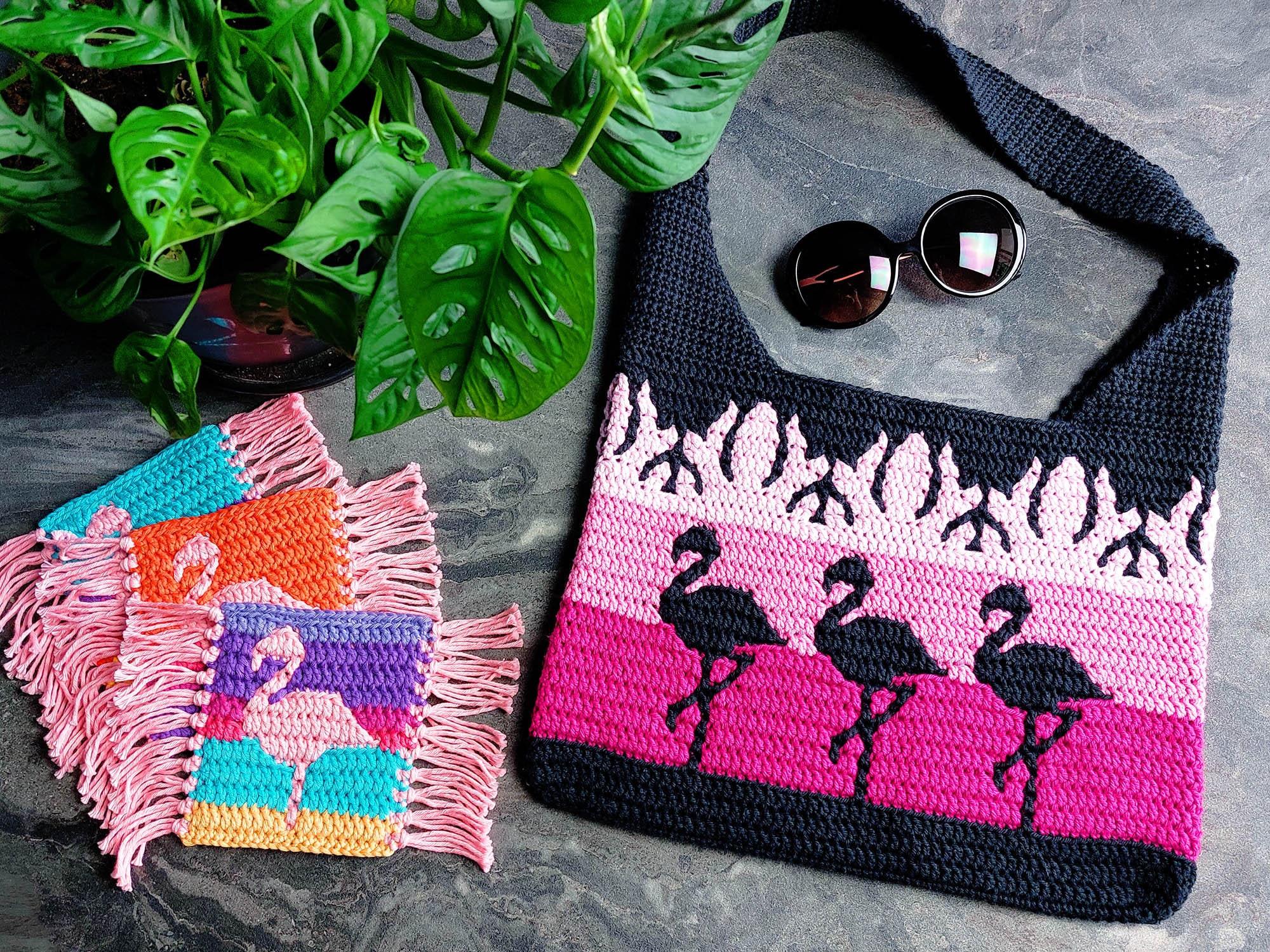 38 Flamingo Crochet Patterns to Add Tropical Charm to Your Handmade Collection 35 Flamingo Mosaic Crochet Pattern Chart by Sixel Design