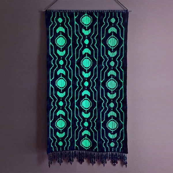 Gravity Mosaic Crochet Pattern Chart Celestial Wall Hanging Banner by Sixel Design