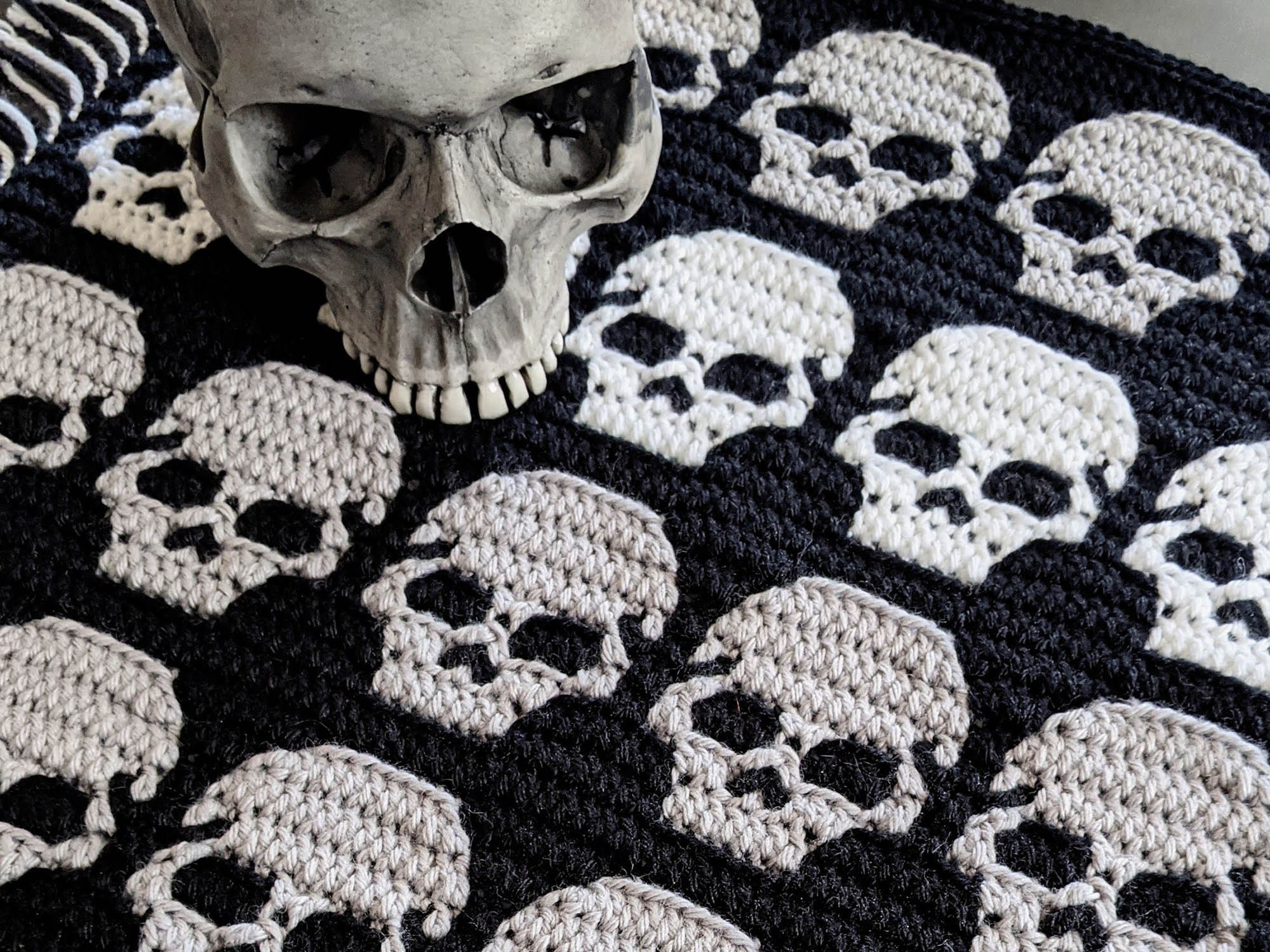 All Skulls Mosaic Crochet Blanket Pattern by Sixel Design 