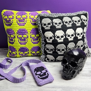 Gráfico de patrones de crochet de mosaico de calaveras grandes de Sixel Design
