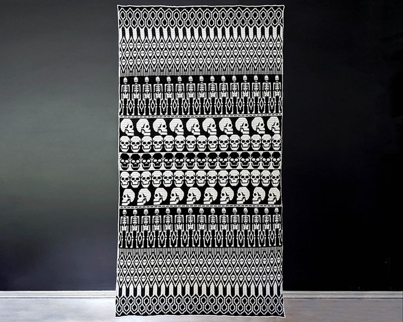 All Skulls Mosaic Crochet Blanket Pattern by Sixel Design image 2