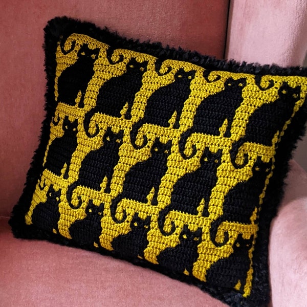 Tableau de motifs au crochet en mosaïque Chat Noir par Sixel Design