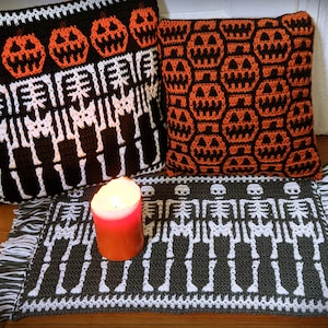 Pumpkin Head Mosaic Crochet Pattern Pack Skeleton Chart by Sixel Design