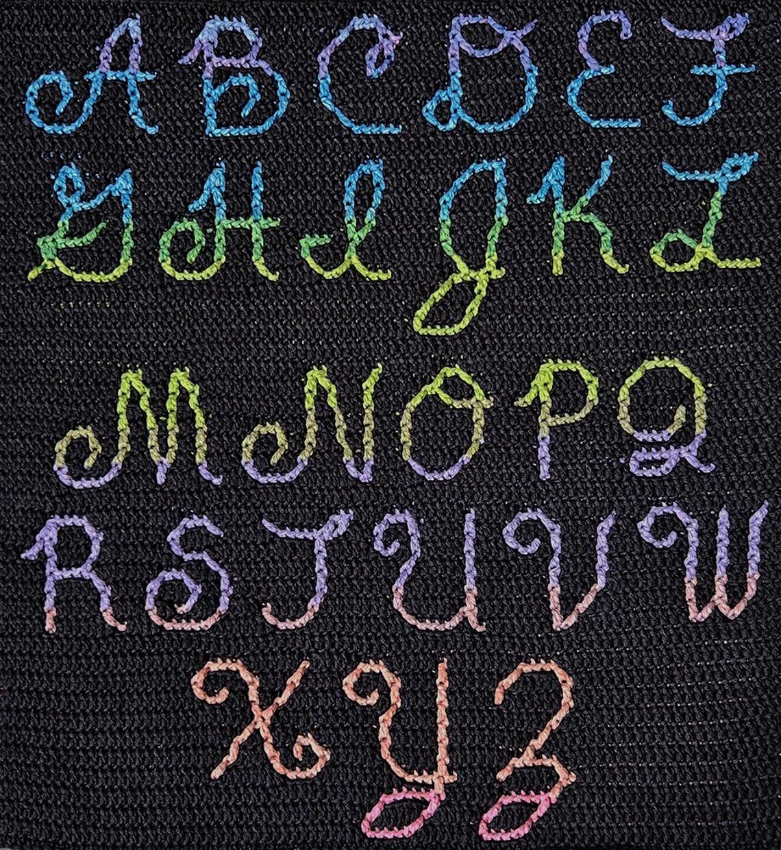 Cursive Crochet Patterns Cursive Alphabet Mosaic Crochet Pattern by Sixel Design - Etsy