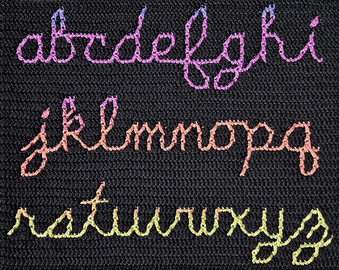 Cursive Crochet Patterns Cursive Alphabet Mosaic Crochet Pattern by Sixel Design - Etsy