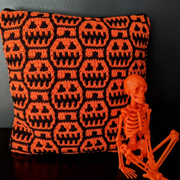 Jack Mosaic Crochet Pattern Chart Halloween Pumpkin by Sixel Design