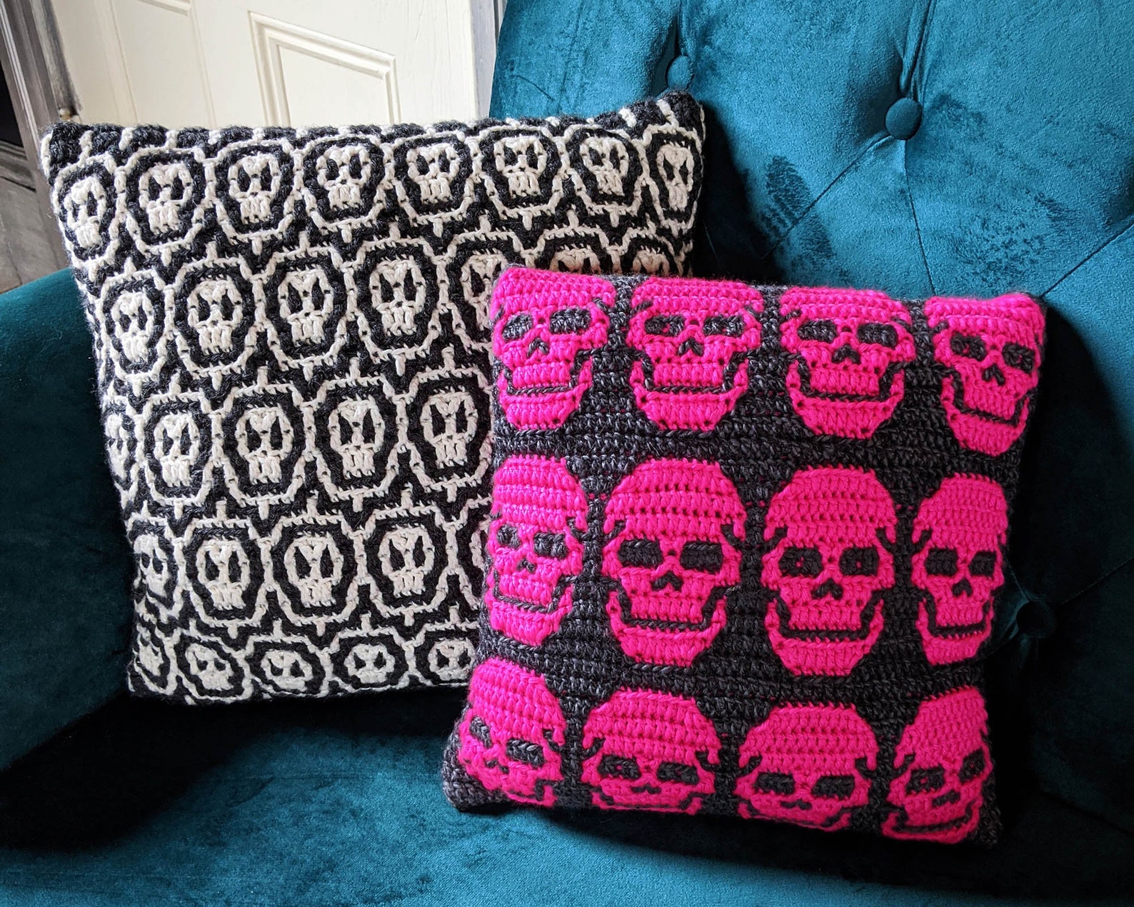 Everyday Skulls 3 Pack Mosaic Crochet Patterns Charts by Sixel | Etsy