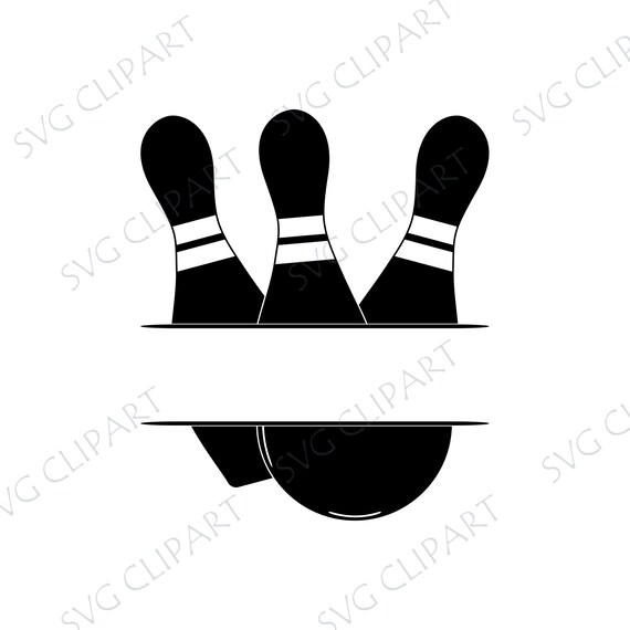Bowling Svg Pins Ball Svg Name Tag Silhouette Vector Etsy