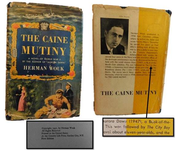 Herman Wouk The Caine Mutiny The True 1st Edition In The 1st Etsy