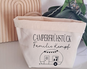 Camperfrühstück Wohnwagen // Frühstückskörbchen aus Stoff // personalisierter Frühstückskorb, Frühstücksliebe // Brotkorb //Geschenk Camping