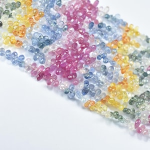 Multi Sapphire Faceted Drops Beads, Top Quality Multi Sapphire Teardrop Beads, Natural Sapphire Briolette Beads, Sapphire Gemstone Beads