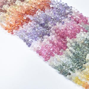 Multi Sapphire Faceted Drops Beads, Natural Multi Sapphire Beads, AAA++ Sapphire Teardrop Beads, Sapphire Briolette Beads, Gemstone Beads