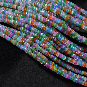 AAA Disco Ethiopian Opal Faceted Rondelle Beads, 3.5-4.5mm Disco Opal Beads, Multi Color Opal Rondelle Beads, Flashy Opal Beads, Opal Beads