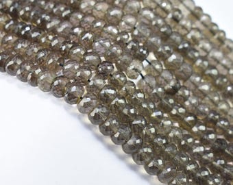 Smokey Quartz Faceted Rondelle Beads, Smokey Quartz Faceted, Smokey Quartz Beads Strand, Smokey Quartz Rondelle Beads, Jewelry Making Beads