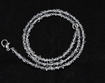 White Clear Herkimer Diamond Quartz Fancy Nugget Shape Gemstone Beads Necklace, AAA Quality Herkimer Diamond Quartz Beaded Necklace 3-4mm